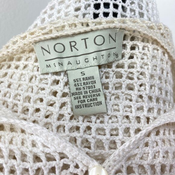 Vintage Norton McNaughton White Crochet Cardigan Small Whimsy Fairy Boho Peasant - Picture 10 of 11
